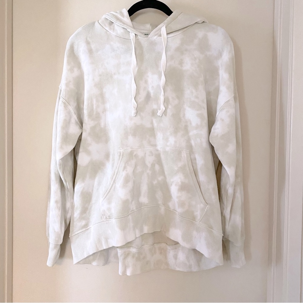 Aerie White & Green/Grey Tie Dye Hoodie Sweatshirt